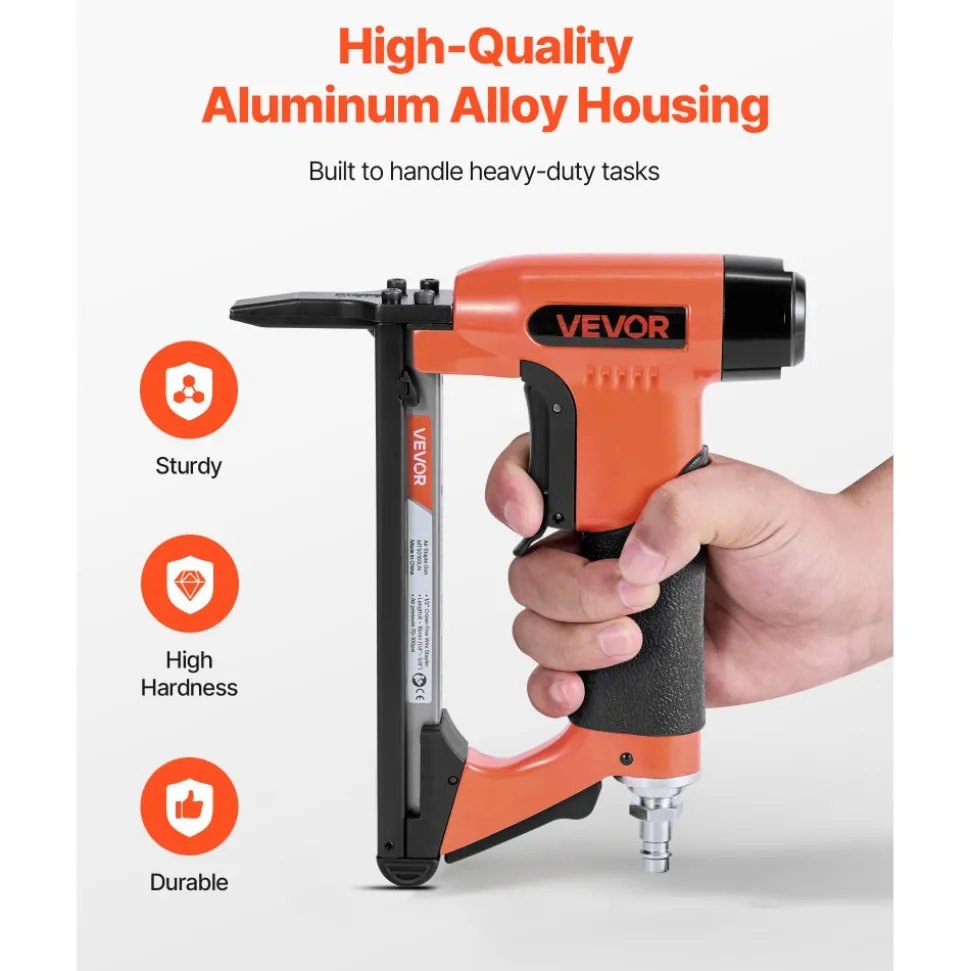 VEVOR Pneumatic Staple Gun, 20 Gauge T50 Pneumatic Upholstery Stapler for 7/16" Crown 5/32"-5/8" Length Staples, 70-110 PSI Air Staple Gun for Woodworking, Upholstering, Fabric, Crafts, DIY Projects