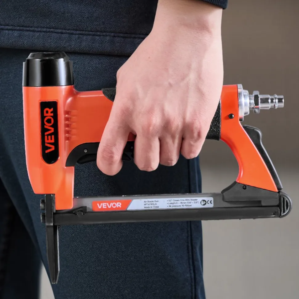 VEVOR Pneumatic Staple Gun, 20 Gauge T50 Pneumatic Upholstery Stapler for 7/16" Crown 5/32"-5/8" Length Staples, 70-110 PSI Air Staple Gun for Woodworking, Upholstering, Fabric, Crafts, DIY Projects