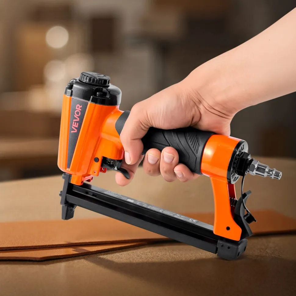 VEVOR Pneumatic Staple Gun, 16 Gauge 1-inch Wide Crown Pneumatic Stapler 5/8" to 1-1/2" Length, 70-120PSI Air Staple Gun with Two Firing Modes for Roof Decking, Wall Sheathing, Fencing, Subflooring