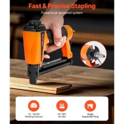 VEVOR Pneumatic Staple Gun, 16 Gauge 1-inch Wide Crown Pneumatic Stapler 5/8