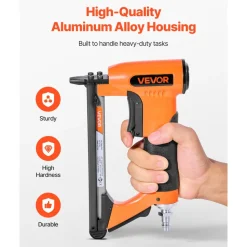 VEVOR Pneumatic Staple Gun, 22 Gauge Long-Nose Upholstery Stapler for 71 Series Fine Wire Staples 3/8-inch Crown 1/4