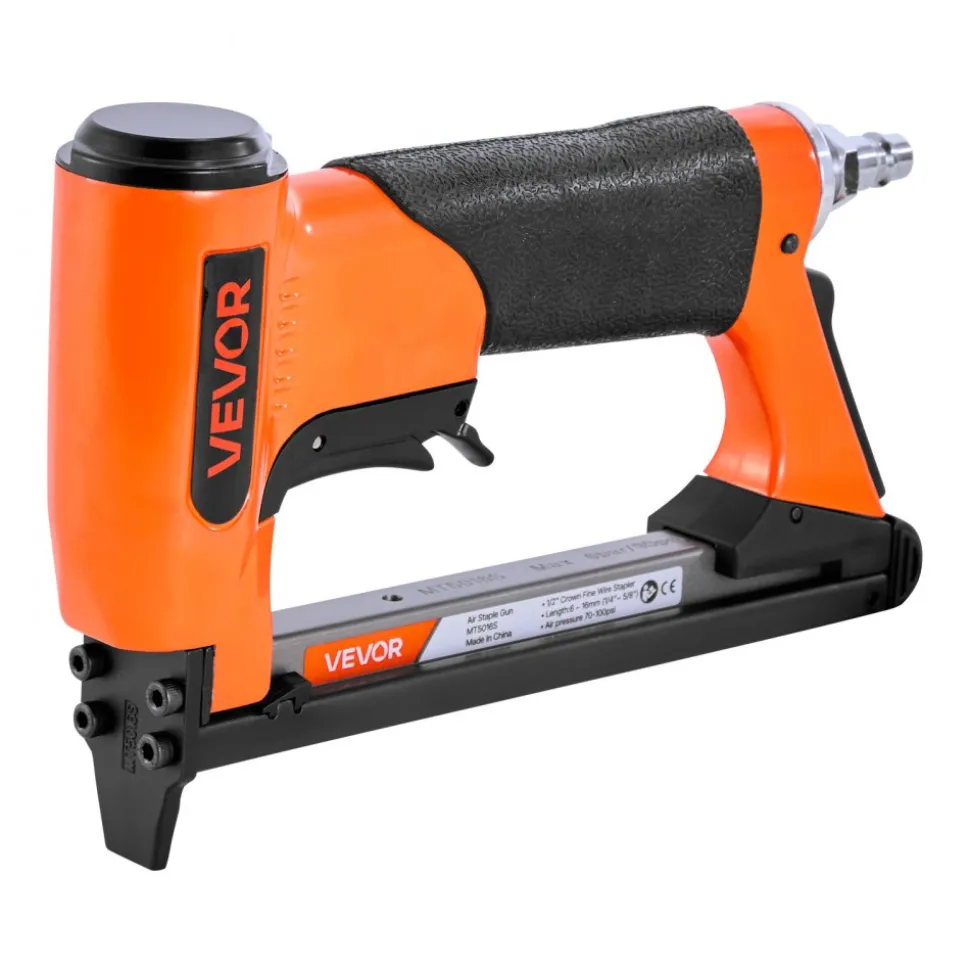 VEVOR Pneumatic Staple Gun, 22 Gauge Long-Nose Upholstery Stapler for 71 Series Fine Wire Staples 3/8-inch Crown 1/4"-5/8" Length, Max 180PCS Loading Air Staple Gun for Upholstering, Woodworking, DIY