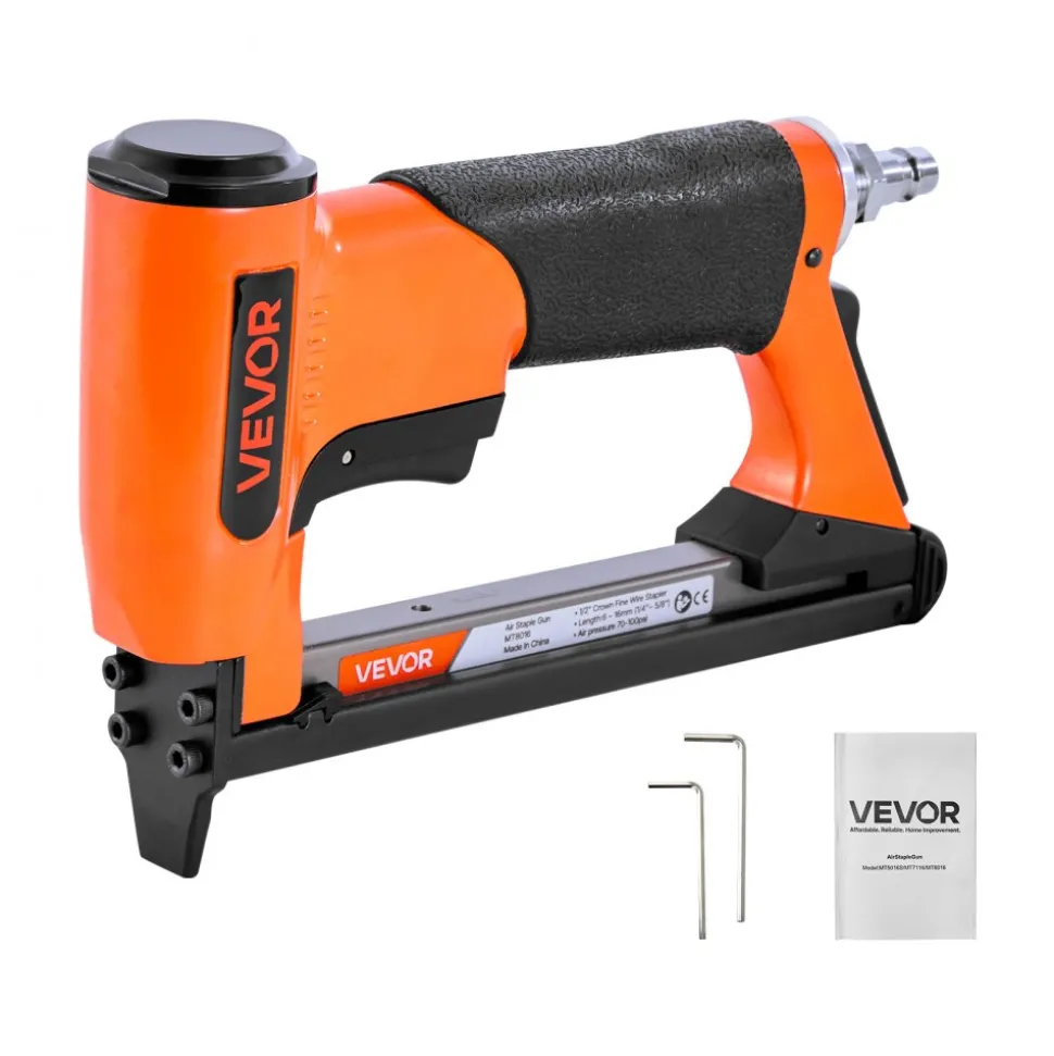 VEVOR Pneumatic Staple Gun, 21 Gauge Air Upholstery Stapler for 80 Series Fine Wire Staples 1/2" Crown 1/4"-5/8" Length, Max 150PCS Loading Air Staple Gun for Upholstering, Woodworking, DIY Projects
