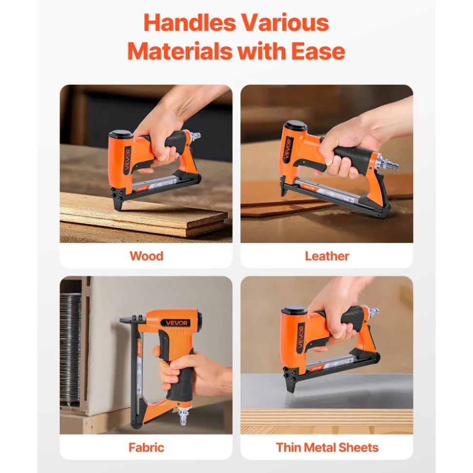 VEVOR Pneumatic Staple Gun, 21 Gauge Air Upholstery Stapler for 80 Series Fine Wire Staples 1/2" Crown 1/4"-5/8" Length, Max 150PCS Loading Air Staple Gun for Upholstering, Woodworking, DIY Projects