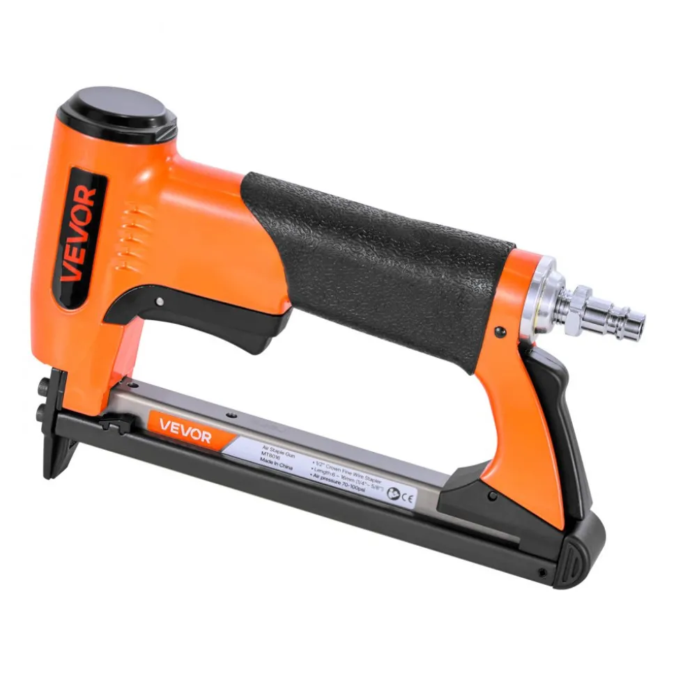 VEVOR Pneumatic Staple Gun, 21 Gauge Air Upholstery Stapler for 80 Series Fine Wire Staples 1/2" Crown 1/4"-5/8" Length, Max 150PCS Loading Air Staple Gun for Upholstering, Woodworking, DIY Projects