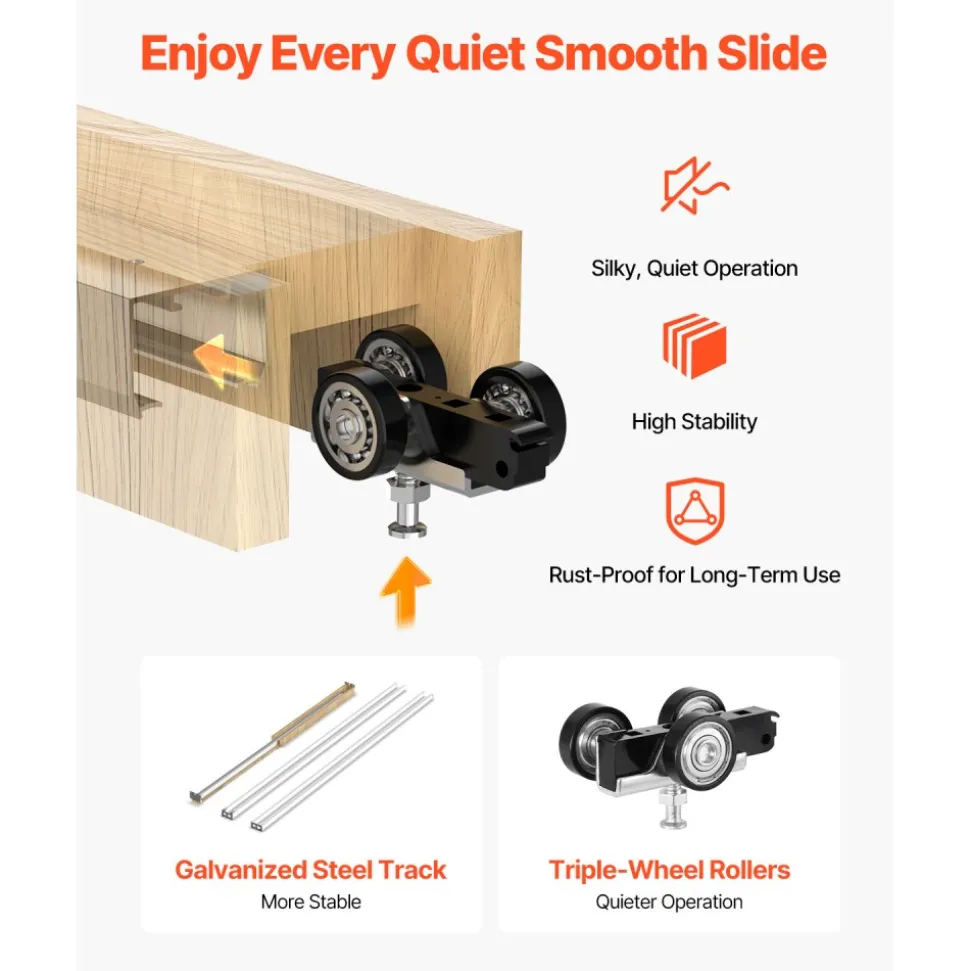 VEVOR Pocket Door Frame Kit, for 24-30 in Wide 80 in High Door, Pocket Door Kit with Two-Way Soft Close Mechanism, Slide Smoothly Quietly, Easy to Install, Premium Galvanized Steel, for Living Room
