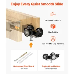 VEVOR Pocket Door Frame Kit, for 24-36 in Wide 84 in High Door, Pocket Door Kit with Two-Way Soft Close Mechanism, Slide Smoothly Quietly, Easy to Install, Premium Galvanized Steel, for Living Room