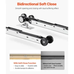 VEVOR Pocket Door Frame Kit, for 24-32 in Wide 80 in High Door, Pocket Door Kit with Two-Way Soft Close Mechanism, Slide Smoothly Quietly, Easy to Install, Premium Galvanized Steel, for Living Room