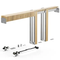 VEVOR Pocket Door Frame Kit, for 24-36 in Wide 80 in High Door, Pocket Door Kit with Two-Way Soft Close Mechanism, Slide Smoothly Quietly, Easy to Install, Wood and Galvanized Steel, for Living Room
