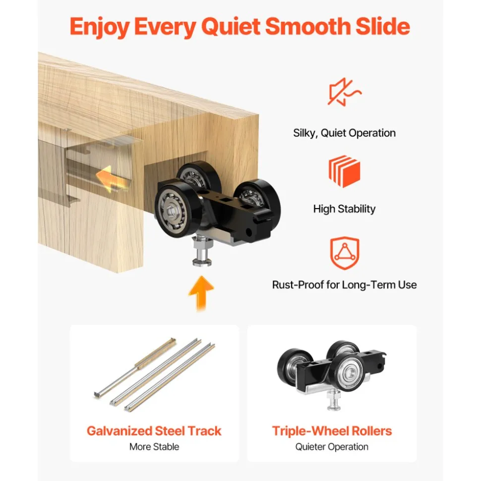 VEVOR Pocket Door Frame Kit, for 24-36 in Wide 80 in High Door, Pocket Door Kit with Two-Way Soft Close Mechanism, Slide Smoothly Quietly, Easy to Install, Wood and Galvanized Steel, for Living Room