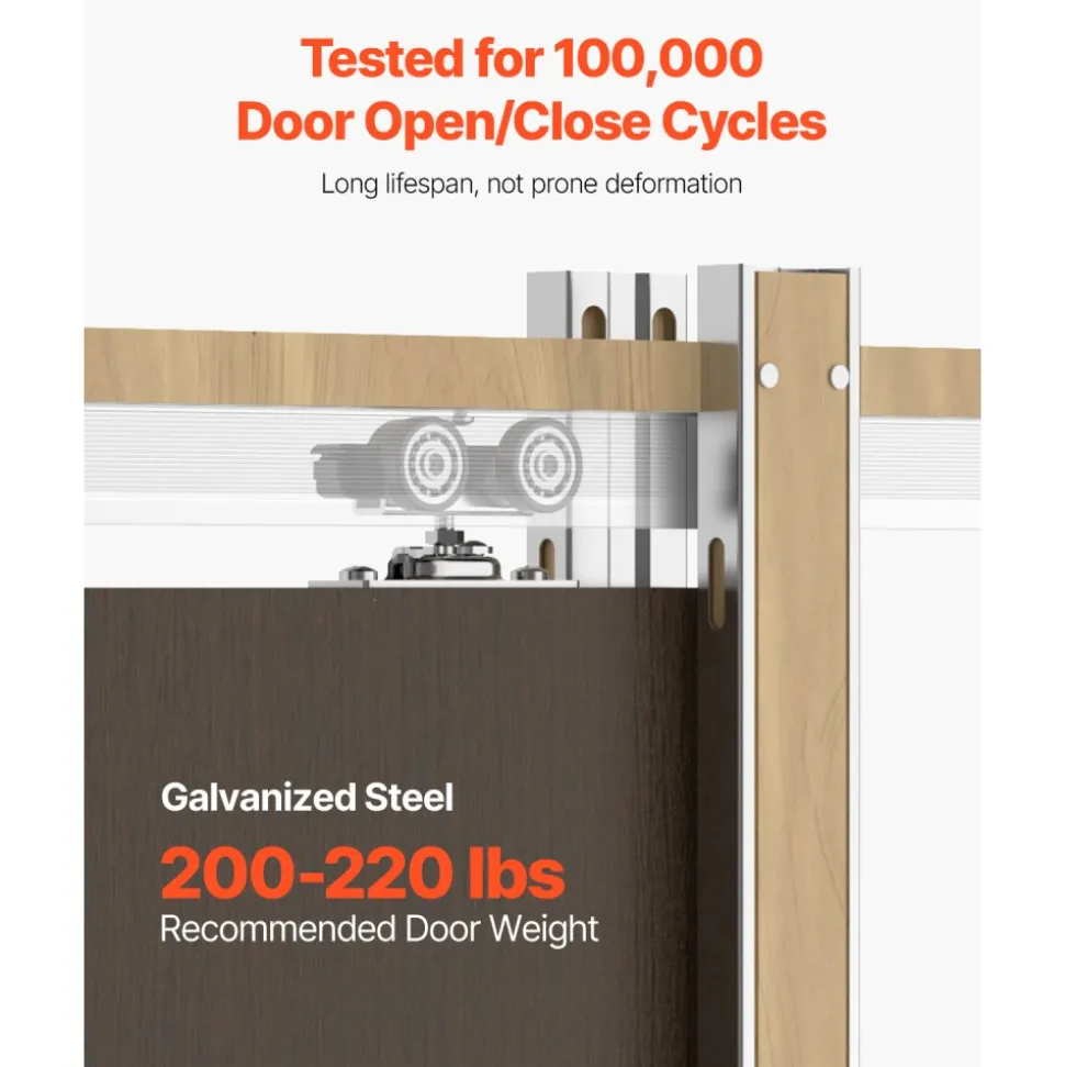 VEVOR Pocket Door Frame Kit, for 48-72 in Wide 80 in High Door, Pocket Door Kit with Two-Way Soft Close Mechanism, Slide Smoothly Quietly, Easy to Install, Wood and Galvanized Steel, for Living Room