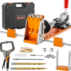 VEVOR Pocket Hole Jig Kit, 34 Pcs Pocket Hole Jig System with 11