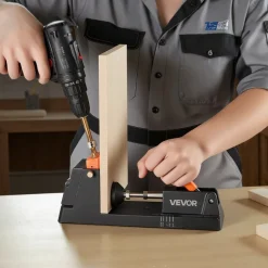 VEVOR Pocket Hole Jig Kit, 1/2" to 1-1/2" Adjustable, Lightweight Jig Pocket Hole System with Dust Collection Adapter, Detachable Guide Block, Drill Bit, Stop Collar, Easy Adjusting, for Woodworking