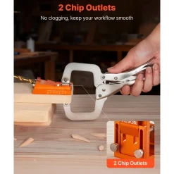 VEVOR Pocket Hole Jig Kit, 0.47 to 1.89 in Adjustable, Jig Pocket Hole System with Step Drill, Hex Wrench, Drill Stop Ring, Square Drive Bit, Plugs and Screws, Reinforced Metal Frame, for Woodworking