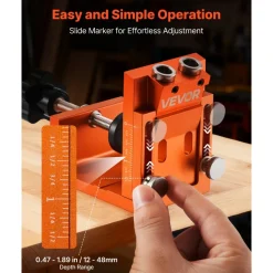 VEVOR Pocket Hole Jig Kit, 0.47 to 1.89 in Adjustable, Jig Pocket Hole System with Step Drill, Hex Wrench, Drill Stop Ring, Square Drive Bit, Plugs and Screws, Reinforced Metal Frame, for Woodworking