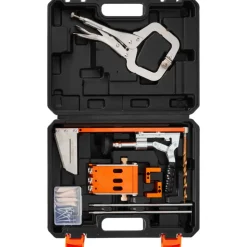 VEVOR Pocket Hole Jig Kit, 1/2 to 1-1/2 in Adjustable, Jig Pocket Hole System with Toolcase, C-Clamp, Step Drill, Hex Wrench, Drill Stop Ring, Square Drive Bit, Reinforced Metal Frame, for Woodworking