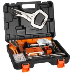 VEVOR Pocket Hole Jig Kit, 1/2 to 1-1/2 in Adjustable, Jig Pocket Hole System with Toolcase, C-Clamp, Step Drill, Hex Wrench, Drill Stop Ring, Square Drive Bit, Reinforced Metal Frame, for Woodworking
