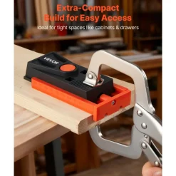 VEVOR Pocket Hole Jig Kit, 1/2 to 1-1/2 in Adjustable, Mini Jig Pocket Hole System with Step Drill, Hex Wrench, Drill Stop Ring, Square Drive Bit, and Screws, Reinforced Nylon Frame, for Woodworking