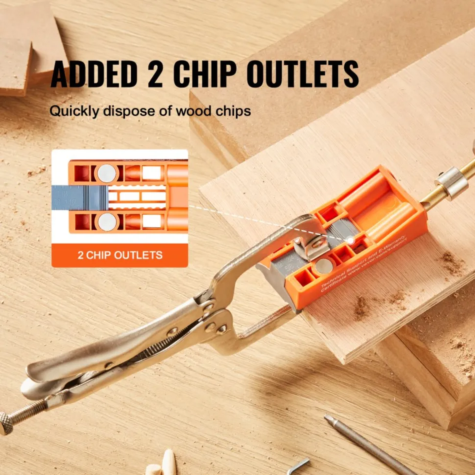 VEVOR Pocket Hole Jig, 56 Pcs Mini Jig Pocket Hole System with 9" C-clamp, Step Drill, Wrench, Square Drive Bit, Drill Stop Ring, and Screws, for DIY Carpentry Projects