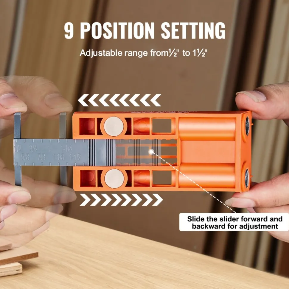 VEVOR Pocket Hole Jig, 56 Pcs Mini Jig Pocket Hole System with 9" C-clamp, Step Drill, Wrench, Square Drive Bit, Drill Stop Ring, and Screws, for DIY Carpentry Projects