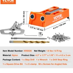 VEVOR Pocket Hole Jig, 56 Pcs Mini Jig Pocket Hole System with 9