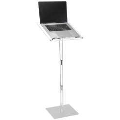 VEVOR Podium Stand, 43-Inch Acrylic Lectern, Portable Laptop Desk with Wide Reading Surface, Book Clips, Adjustable Angle, Floor-Standing, for Classroom, Wedding, Conference, Lecture and Concert