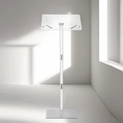 VEVOR Podium Stand, 43-Inch Acrylic Lectern, Portable Laptop Desk with Wide Reading Surface, Book Clips, Adjustable Angle, Floor-Standing, for Classroom, Wedding, Conference, Lecture and Concert