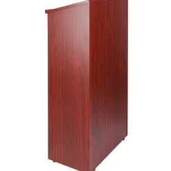 VEVOR Podium Stand, 47 inch Hostess Stand with 4 Rolling Wheels, Wood Podium with Storage Shelves and Slant Desktop, Lecterns & Podiums for Home, Office, School, Church, Brown