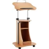 VEVOR Podium Stand, 43-Inch Wooden Lectern, Portable Laptop Desk with Lockable Wheels, Wide Reading Surface and Open Storage Area, Adjustable Height and Angle, for Speeches, Lectures, or Presentations
