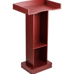 VEVOR Podium Stand, 41-Inch Wooden Lectern, Laptop Desk with Wide Reading Surface and Storage Shelf, Edge Stopper, Elegant Design, Flool-Standing, for Classroom, Conference, Church, and Presentation