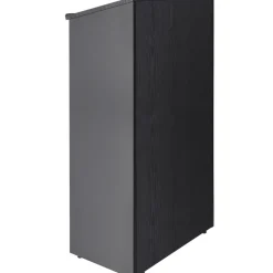 VEVOR Podium Stand, 47 in Hostess Stand with 4 Rolling Wheels, Wood Podium with Storage Shelves, and Slant Desktop, Lecterns & Podiums for Church, Office, School, Home, Black