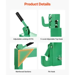 VEVOR 3-Point Quick Hitch, 4000 Lbs Lift Capacity, 3-Pt Trailer Hitch with 5 Level Adjustable Bolt, Adaptation to Category 2 Tractor, Heavy Duty 3 Point Attachments, Green