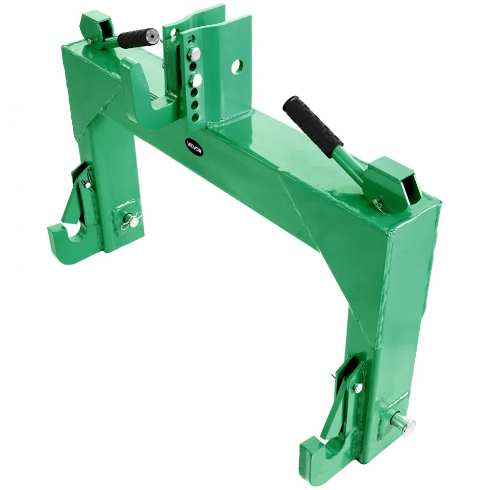 VEVOR 3-Point Quick Hitch, 4000 Lbs Lift Capacity, 3-Pt Trailer Hitch with 5 Level Adjustable Bolt, Adaptation to Category 2 Tractor, Heavy Duty 3 Point Attachments, Green