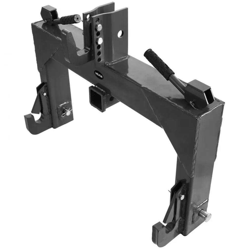 VEVOR 3-Point Quick Hitch with 2 in Receiver, 3000 Lbs Lift Capacity, 3-Pt Hitch with 5 Level Adjustable Bolt, Adaptation to Category 1 & 2 Tractor, Heavy Duty 3 Point Attachments, Black