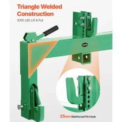 VEVOR 3-Point Quick Hitch with 2 in Receiver, 3000 Lbs Lift Capacity, 3-Pt Hitch with 5 Level Adjustable Bolt, Adaptation to Category 1 & 2 Tractor, Heavy Duty 3 Point Attachments, Green