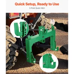 VEVOR 3-Point Quick Hitch with 2 in Receiver, 3000 Lbs Lift Capacity, 3-Pt Hitch with 5 Level Adjustable Bolt, Adaptation to Category 1 & 2 Tractor, Heavy Duty 3 Point Attachments, Green
