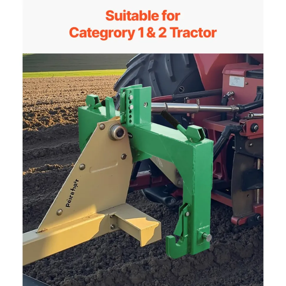 VEVOR 3-Point Quick Hitch with 2 in Receiver, 3000 Lbs Lift Capacity, 3-Pt Hitch with 5 Level Adjustable Bolt, Adaptation to Category 1 & 2 Tractor, Heavy Duty 3 Point Attachments, Green