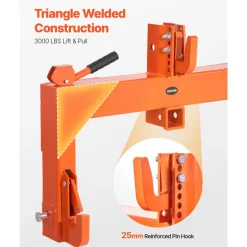 VEVOR 3-Point Quick Hitch with 2 in Receiver, 3000 Lbs Lift Capacity, 3-Pt Hitch with 5 Level Adjustable Bolt, Adaptation to Category 1 & 2 Tractor, Heavy Duty 3 Point Attachments, Orange