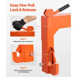 VEVOR 3-Point Quick Hitch with 2 in Receiver, 3000 Lbs Lift Capacity, 3-Pt Hitch with 5 Level Adjustable Bolt, Adaptation to Category 1 & 2 Tractor, Heavy Duty 3 Point Attachments, Orange