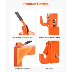 VEVOR 3-Point Quick Hitch with 2 in Receiver, 3000 Lbs Lift Capacity, 3-Pt Hitch with 5 Level Adjustable Bolt, Adaptation to Category 1 & 2 Tractor, Heavy Duty 3 Point Attachments, Orange