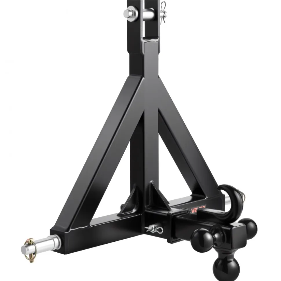 VEVOR 3 Point Trailer Hitch 2 in Receiver, 3pt Quick Hitch Attachment with 3 Trailer Balls, Tractor Tow Drawbar Adapter, Compatible with Kubota, Mahindra, Ford, Yanmar, John Deere, Massey Ferguson