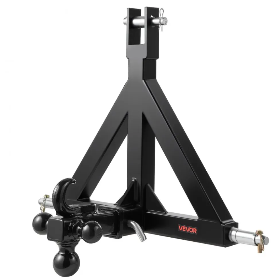 VEVOR 3 Point Trailer Hitch 2 in Receiver, 3pt Quick Hitch Attachment with 3 Trailer Balls, Tractor Tow Drawbar Adapter, Compatible with Kubota, Mahindra, Ford, Yanmar, John Deere, Massey Ferguson