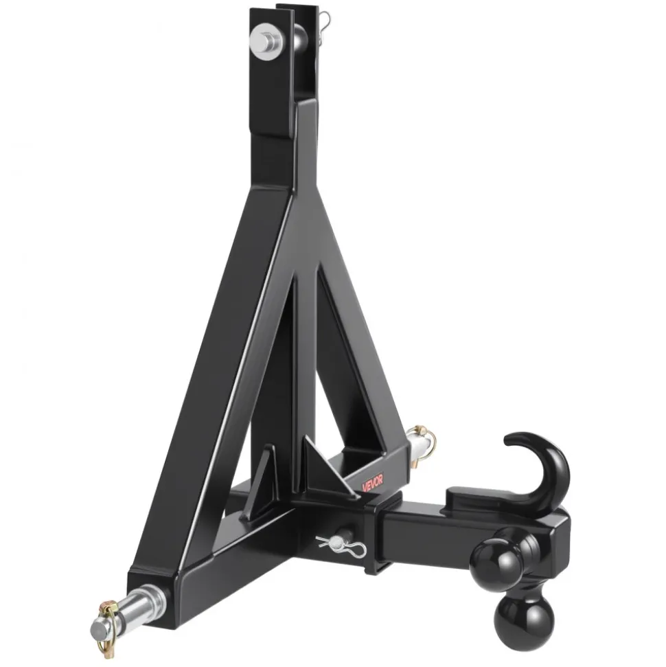 VEVOR 3 Point Trailer Hitch 2 in Receiver, 3pt Quick Hitch Attachment with 3 Trailer Balls, Tractor Tow Drawbar Adapter, Compatible with Kubota, Mahindra, Ford, Yanmar, John Deere, Massey Ferguson