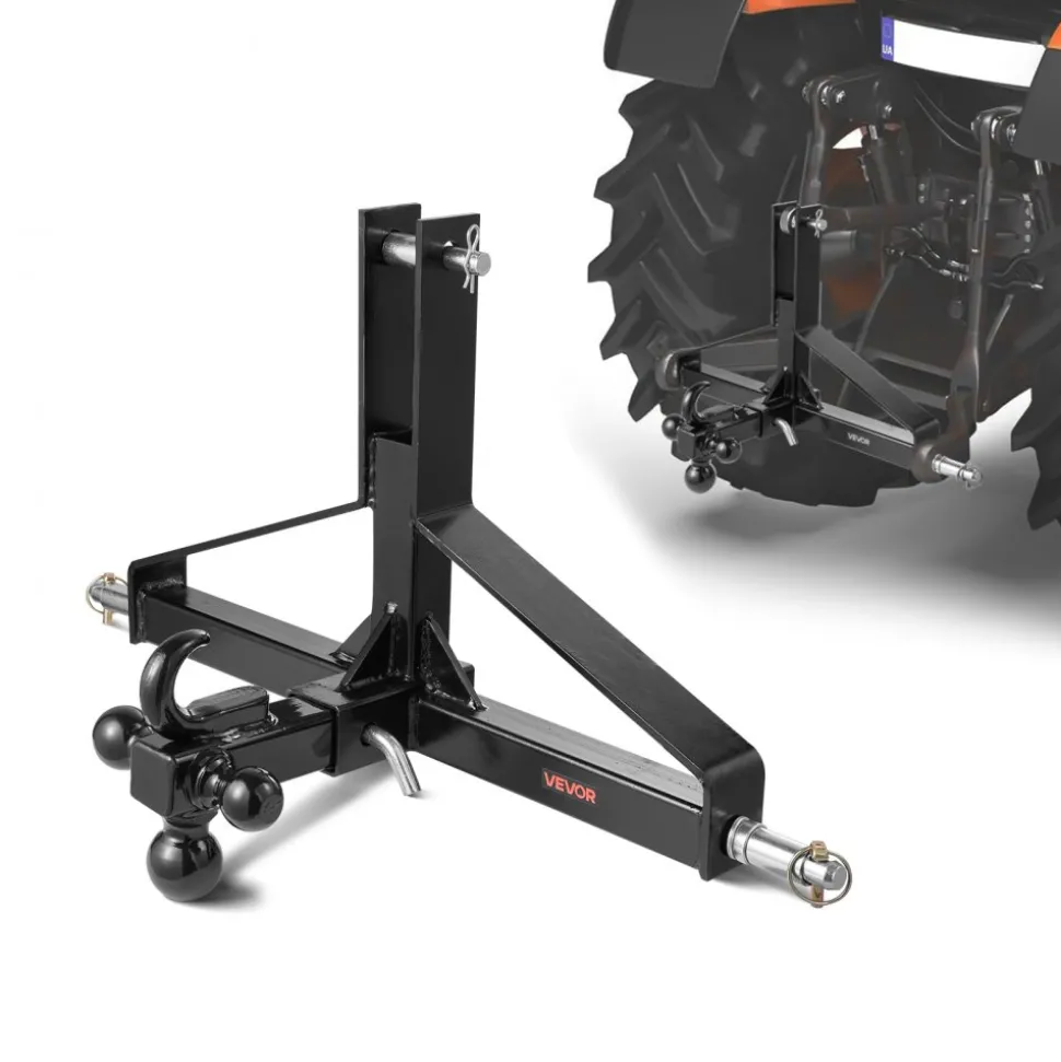 VEVOR 3 Point Trailer Hitch with 2 in Receiver, 3pt Quick Hitch Attachment, Heavy Duty Tractor Tow Drawbar Adapter, Compatible with Kubota, Mahindra, Ford, Yanmar, John Deere, Massey Ferguson