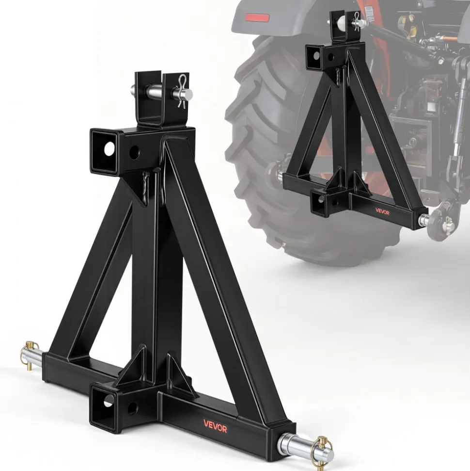 VEVOR 3 Point Trailer Hitch with 2" Receiver, 3 Pt Quick Hitch Attachment, Tractor Tow Drawbar Adapter, Compatible with Category 1, Kubota, Mahindra, Ford, Yanmar, John Deere, Massey Ferguson, Tractor
