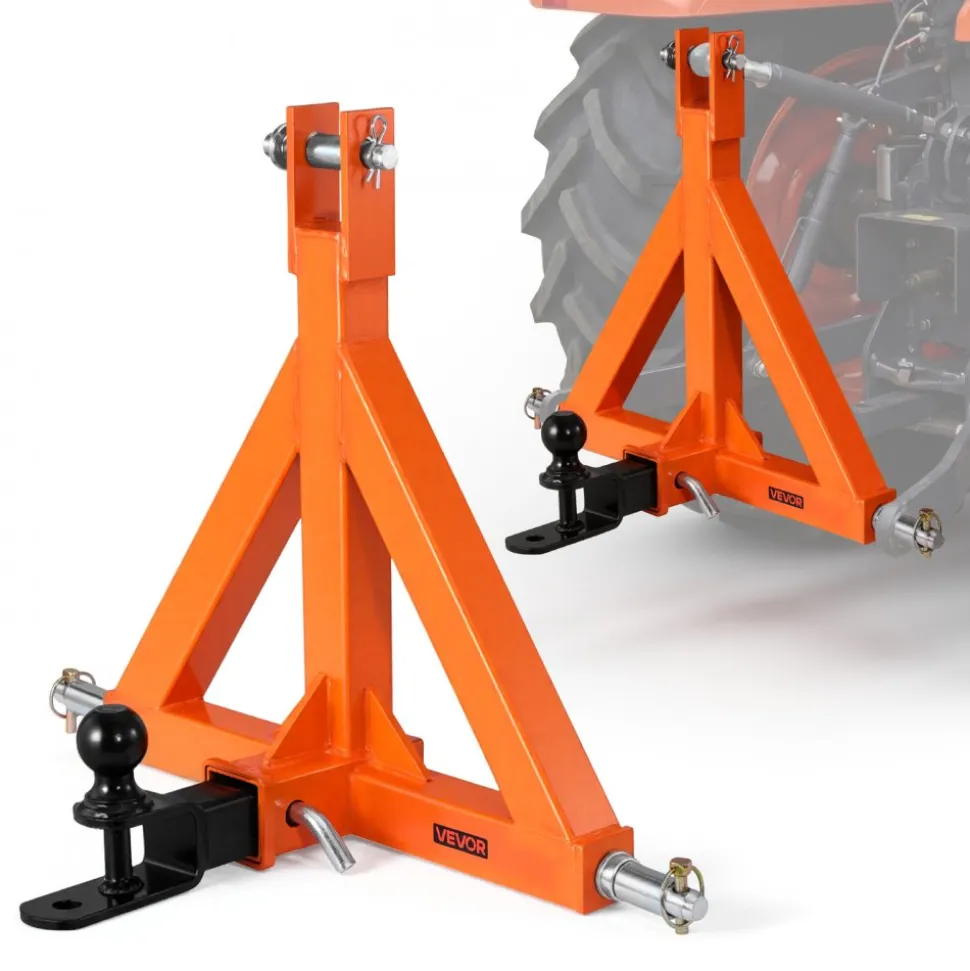 VEVOR 3 Point Trailer Hitch with 2" Receiver, 3 Pt Quick Hitch Attachment with Trailer Ball, Tractor Tow Drawbar Adapter, Fits Category 1, Kubota, Mahindra, Ford, Yanmar, John Deere, Massey Ferguson