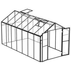 VEVOR Polycarbonate Greenhouse, 8 x 14 Ft, Outdoor Greenhouse with 2 Vent Windows, Pavilion Styled Greenhouse with Hinged Door, Aluminum Large Walk-in Greenhouse Kit for Outside Garden Backyard