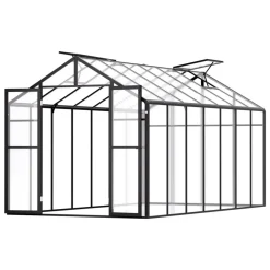 VEVOR Polycarbonate Greenhouse, 8 x 14 Ft, Outdoor Greenhouse with 2 Vent Windows, Pavilion Styled Greenhouse with Hinged Door, Aluminum Large Walk-in Greenhouse Kit for Outside Garden Backyard