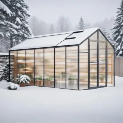 VEVOR Polycarbonate Greenhouse, 8 x 14 Ft, Outdoor Greenhouse with 2 Vent Windows, Pavilion Styled Greenhouse with Hinged Door, Aluminum Large Walk-in Greenhouse Kit for Outside Garden Backyard