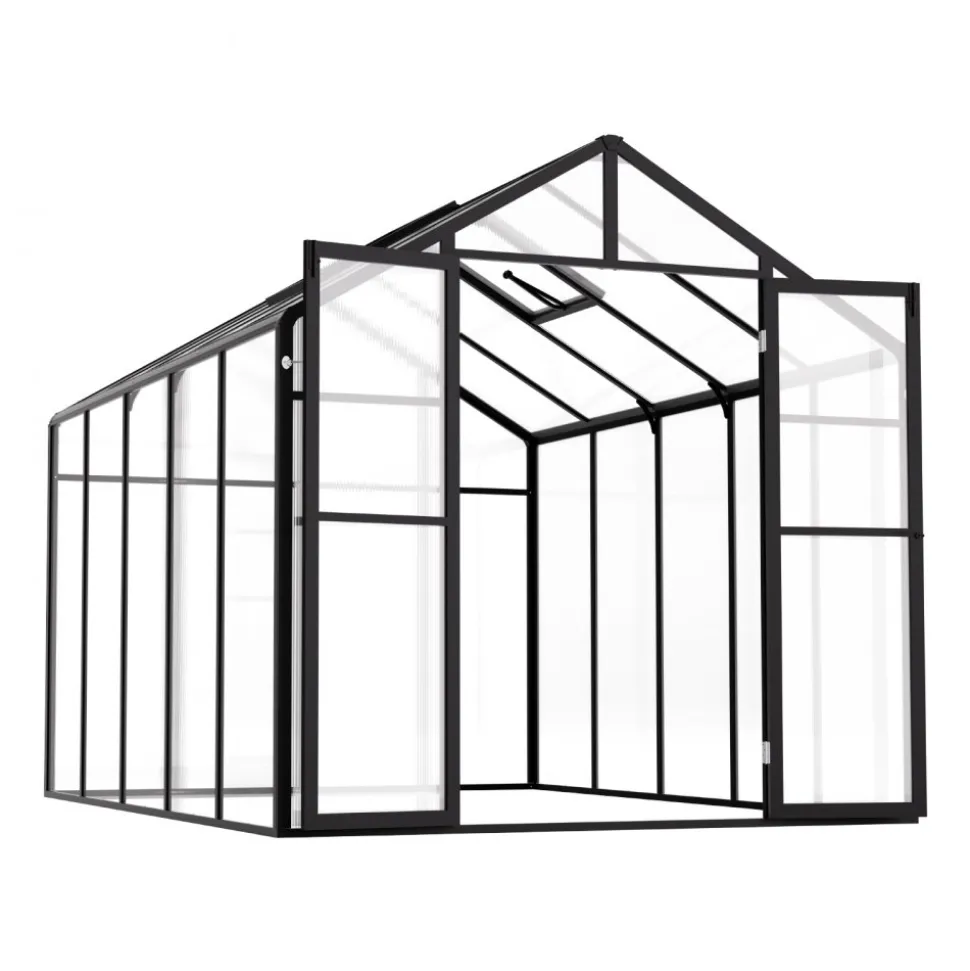 VEVOR Polycarbonate Greenhouse, 8 x 10 Ft, Outdoor Greenhouse with 2 Vent Windows, Pavilion Styled Greenhouse with Hinged Door, Aluminum Large Walk-in Greenhouse Kit for Outside Garden Backyard